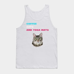 Coffee cats and yoga mats funny yoga and cat drawing Tank Top